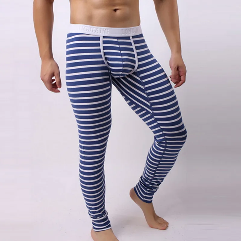 

MJARTORIA 2020 Men Long Johns Cotton Thermal Underwear Men Trousers Warm Long Johns Leggings Winter Warm Pants Striped