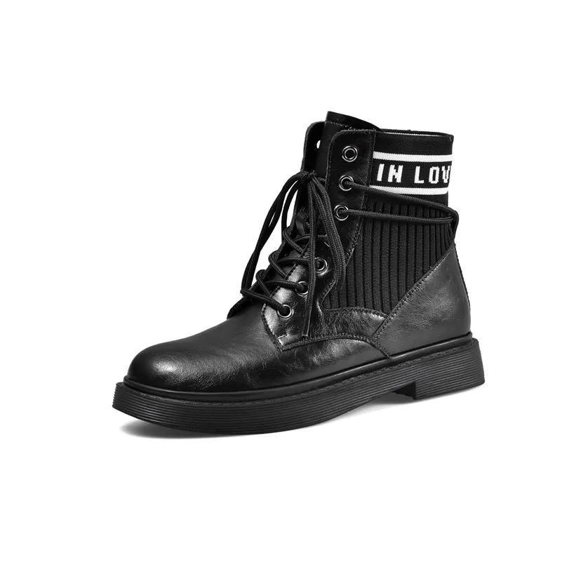 FEDONAS New Popular Women Genuine Leather Ankle Boots Autumn Winter Female Casual Riding Boots Basic Chunky Heels Shoes Woman