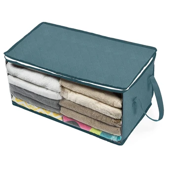 

Foldable Quilt Storage Bags Organizer Non-woven Wash Moisture-proof Wardrobe Cabinet Large Clear Window Clothes Sapace Saver