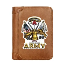 Fashion Luxury America Army Logo Male Genuine Leather Wallets Men Wallet Credit Business Card Holders Purses Women High Quality