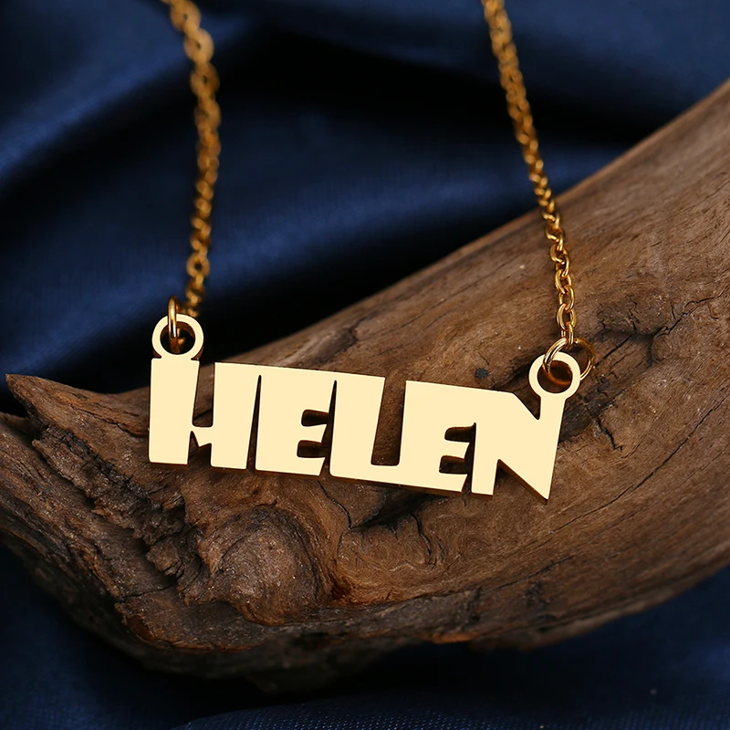 

CACANA Customized Fashion Name Stainless Steel Necklace Personalized Letter Gold Choker Necklaces Pendant Nameplate Gift Z1