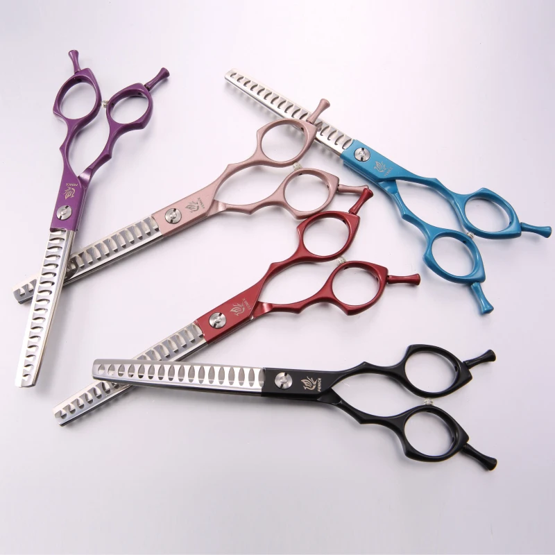 

Fenice Colorful 6.5 inch Thinning Scissors for Dog Grooming Scissors Thinning Rate 85% JP440C 17 Teeth Chunker Shear