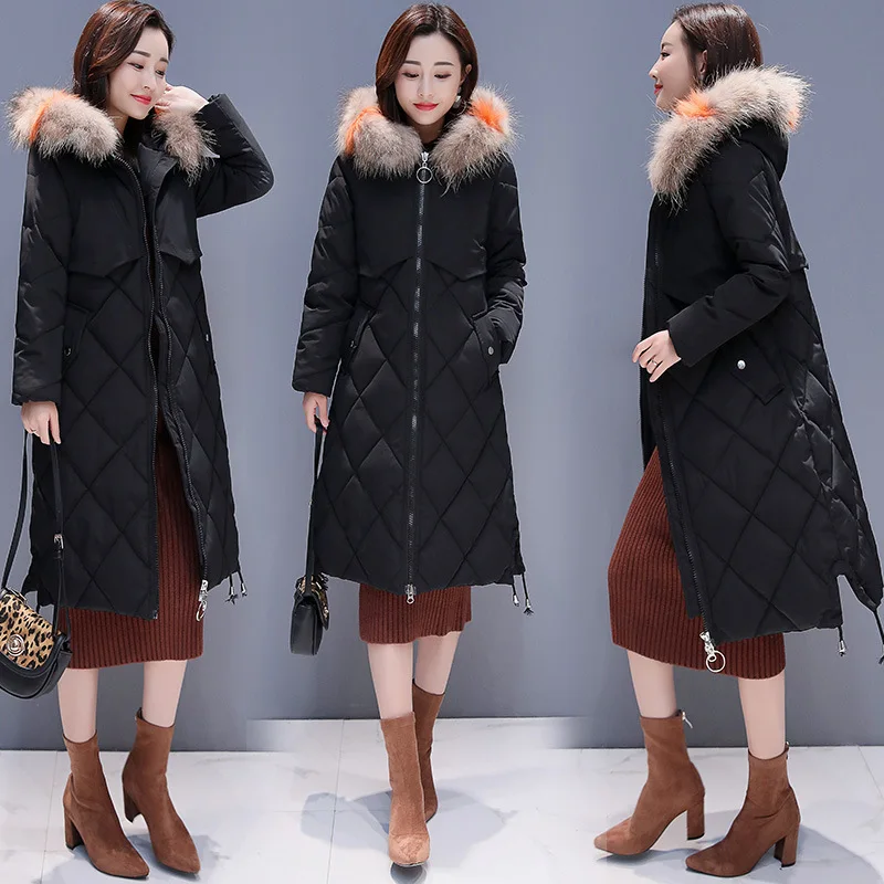 

Winter Thick Cotton-padded Jacket Cotton-padded Clothes Women's 2018 New Style Long over-the-Knee Middle Long Coat down Jacket C
