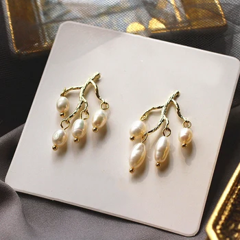 

AENSOA 2020 New Vintage Japan Korean Dorp Earrings For Women Temperament Sweet Simulated Pearl Tree Shape Jewelry Pendientes