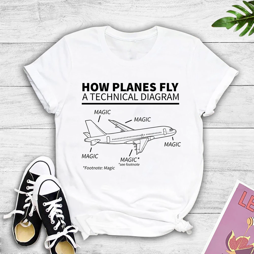 

Humor Airline футболка с пилотом How Planes Fly Magic Aircraft Tees хлопковый материал