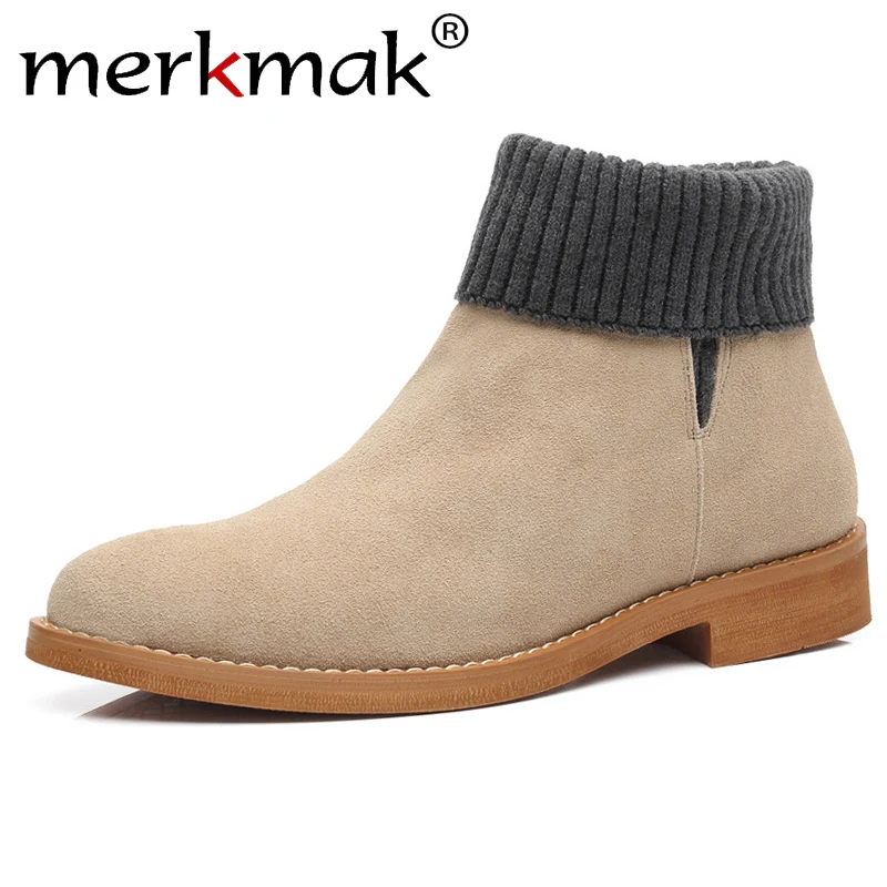 Merkmak/Замшевые мужские ботинки; коллекция года; зимние теплые мужские Ботильоны; классические ботинки без застежки; Повседневная обувь для пустыни; обувь на плоской подошве; большой размер 44