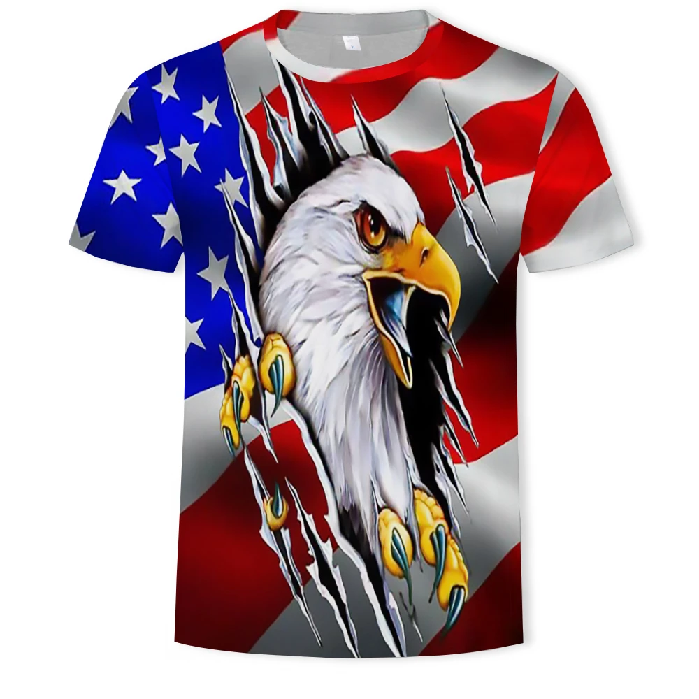 Новый American Eagle печатных 3D Футболка мужская баннер с символикой США короткая
