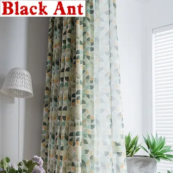 

Geometric Printed Curtain for Kids Bedroom Living room Tulle Modern Cartoon Colorful Semi-shade Window Drapes Cortinas ZH204F