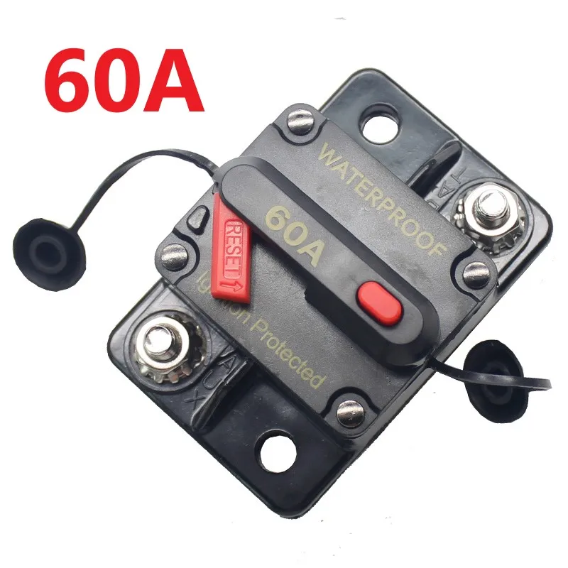 

60A Circuit Breaker Fuse Reset 12-48V DC Car Boat Auto Waterproof Surface Mount Battery Overload Protector
