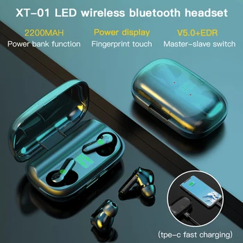 

Bluetooth Earphones Touch Control 2200mAh Charging Box Wireless TWS With Microphone Sports Waterproof Headsets
