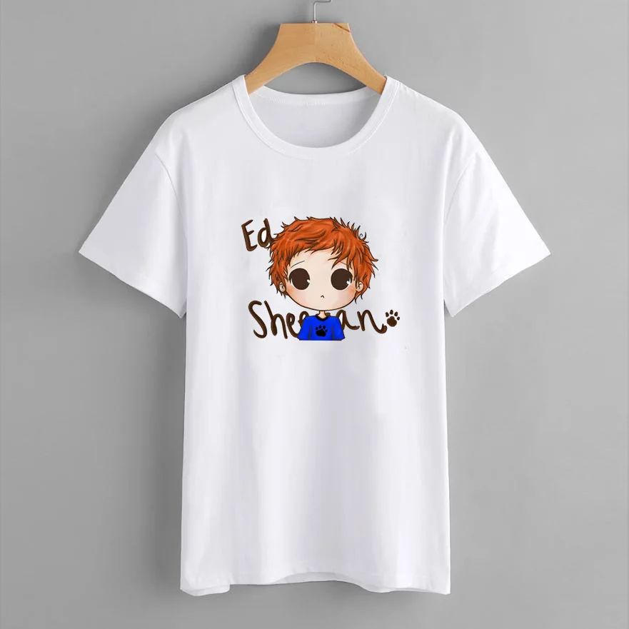 Ed Sheeran Harajuku T Shirt Women Ullzang 90s Music Lovers Funny Cartoon Print T-shirt Fashion Women Tops Plus Size Summer Tees - Цвет: 19