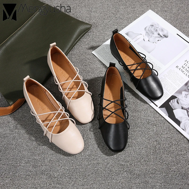 

2019 Flats Loafers woman autumn flexible espadrilles elastic cross strap mocasines femme elegant ballerinas shoes big size 41-43