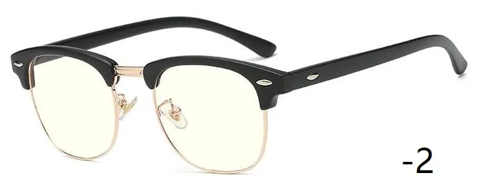 1-1,5-2-2,5-3-3,5-4-4,5-5,0-5,5-6,0 классические очки для близорукости женские мужские Оптические очки металлическая оправа для очков - Цвет оправы: Matt black -2