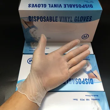 

100pcs Skiing Gloves Virus Disposable PVC Antivirus Protective Gloves waterproof durable ultra-thin tight for hand washing dish
