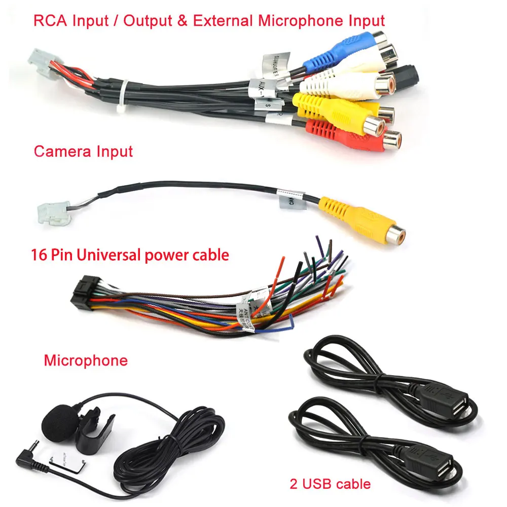 

20 Pin Plug RCA Output Wire Aux-in Adapter Cable Cam Mic Input With LEXXSON / Rhythm / EZNOETRONICS / Panlelo Car Stereo