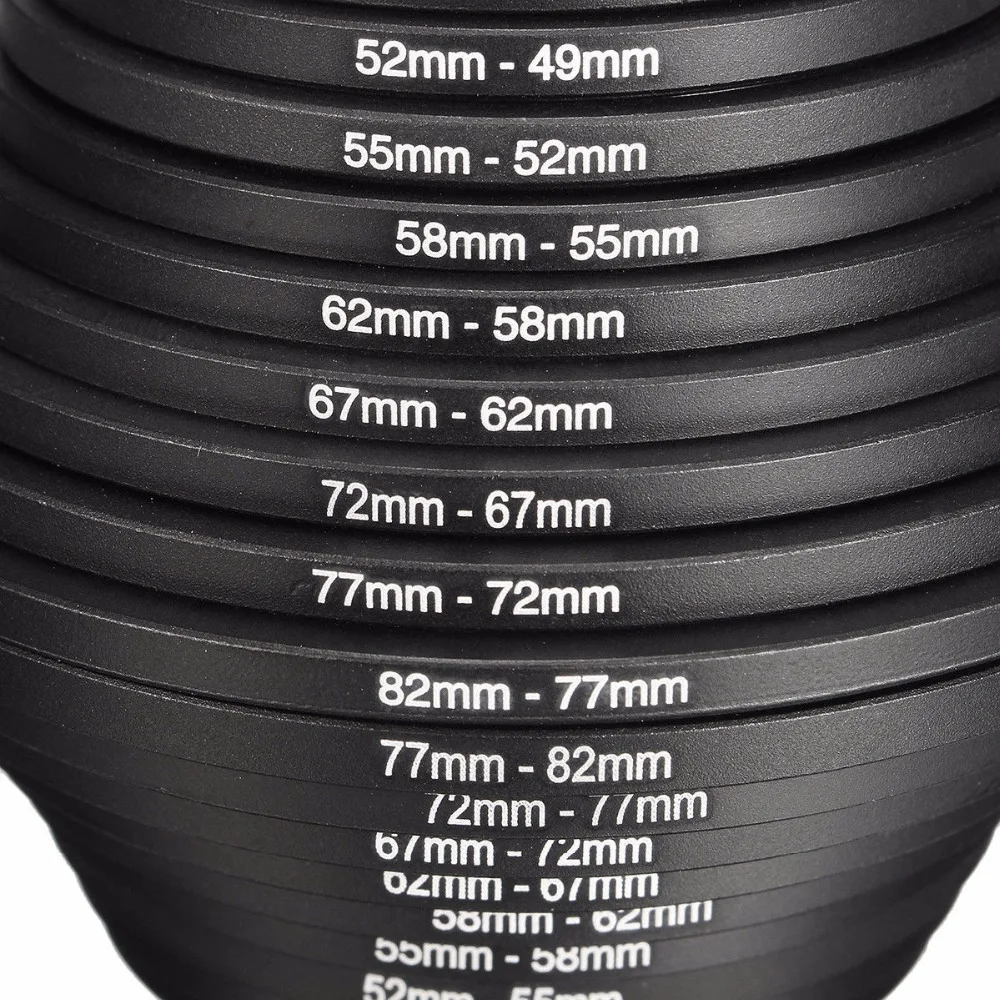 18pcs kit 37-49 77-82mm Filter Ring adapter Lens Step Up Sted down Rings for Nikon/ Canon/ Sony/ Fuji/ Panasonic DSLR Camera