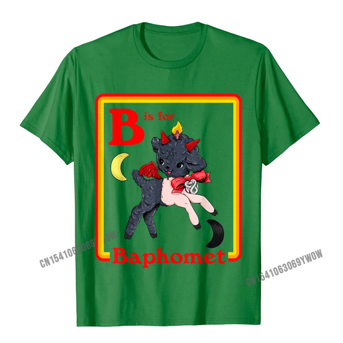 Normal Design Tops Shirts Short Sleeve for Men Cotton Fabric Summer Fall Crewneck T-Shirt Funny Tee Shirts Rife B for Baphomet Satanic Cute Devil Retro Vintage Satan Tarot T-Shirt__904 green