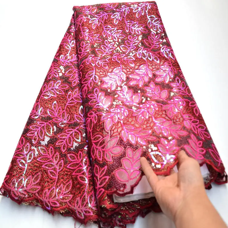 Самая популярная фиолетовая африканская кружевная ткань из двойной органзы с блестками вышивка для вечернего платья RG846 - Цвет: 8
