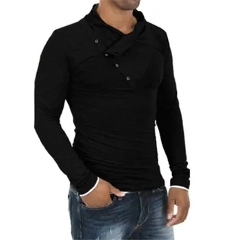 

Men's Stylish Tops Tee Slim Fit Casual Fashion Solid T-shirts Men Long Sleeve Top Shirt 2019 New Autumn Large size
