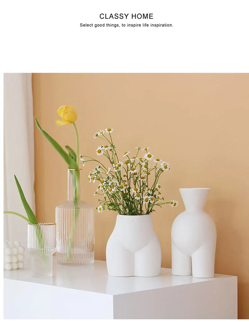 Nordic ins abstract human body ceramic handmade vase flower arrangement crafts creative half-length vase home decoration statue