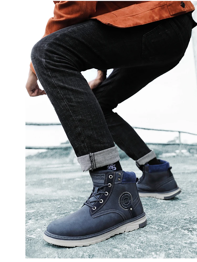 JINTOHO/Мужская зимняя обувь из натуральной кожи; модные мужские зимние ботинки; мужские Ботильоны; повседневная мужская кожаная обувь; мужские кожаные ботинки