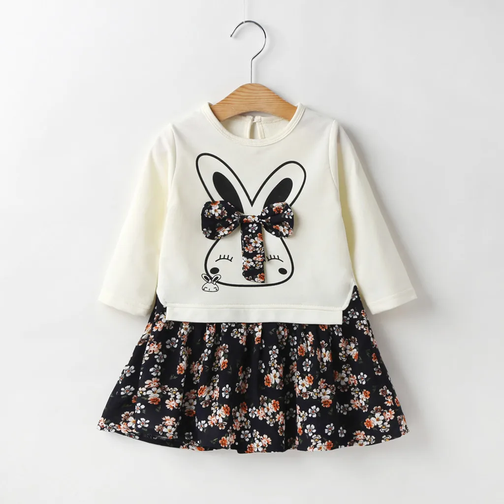 Детская одежда для маленьких девочек комплект из 2 предметов: блузка с кроликом и юбка с цветочным рисунком костюм принцессы для девочек