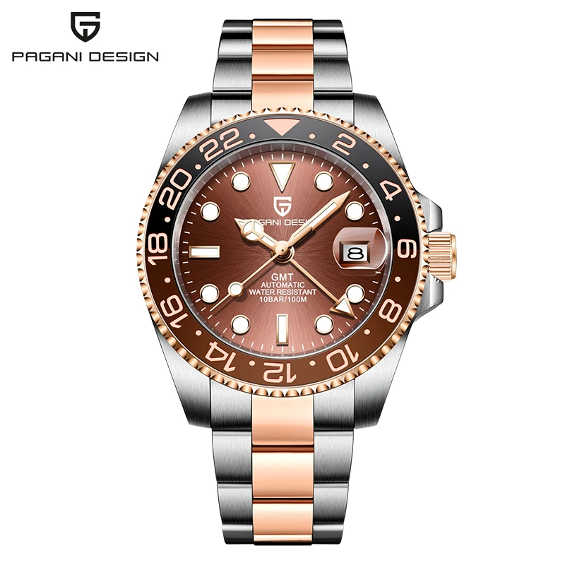 2021 New Luxury GMT Watch PAGANI DESIGN Men Stainless Steel Automatic Mechanical Watches Sapphire Ceramic Bezel Waterproof Clock 