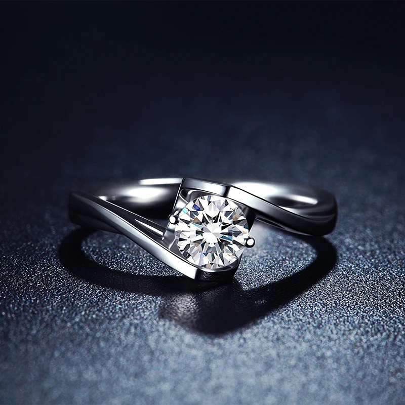 YOYE 925 серебро 0.5ct/1ct D Цвет Муассанит VVS обручальное свадебное кольцо с бриллиантом национальными сертификат