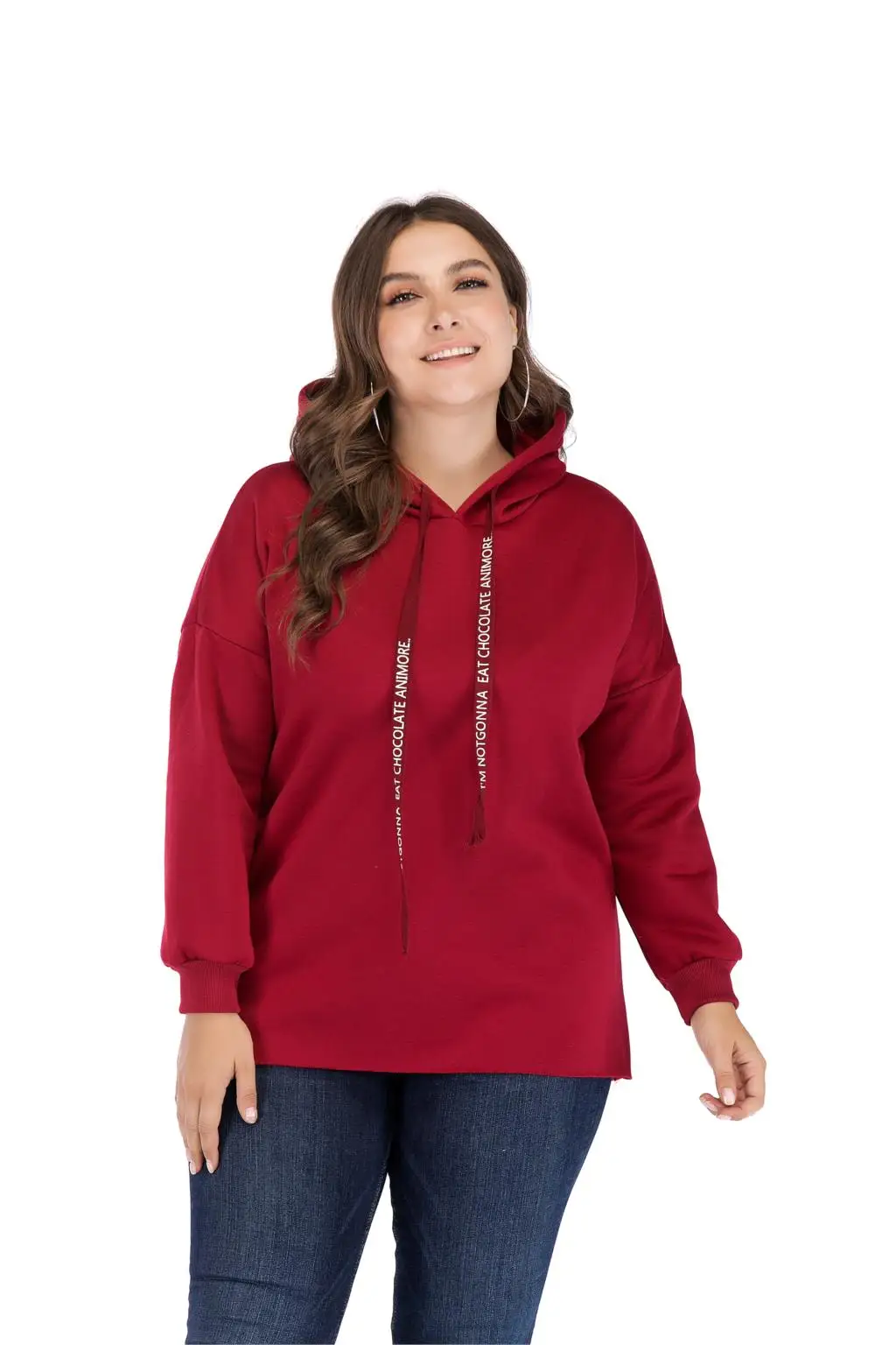 5XL плюс размер толстовки женские осень зима женские красные толстовки с капюшоном женские с длинным рукавом сплошной пуловер с капюшоном Топы Блузка