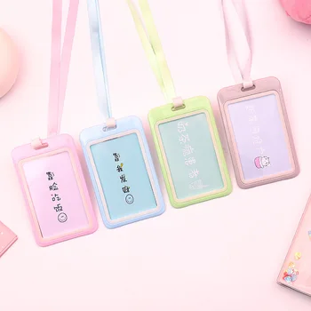 

Candy Color Students Lanyard Card Holder Creative Cartoon Rope ID Card Holders Cute Neck Rope Women Business Card Case for Girls