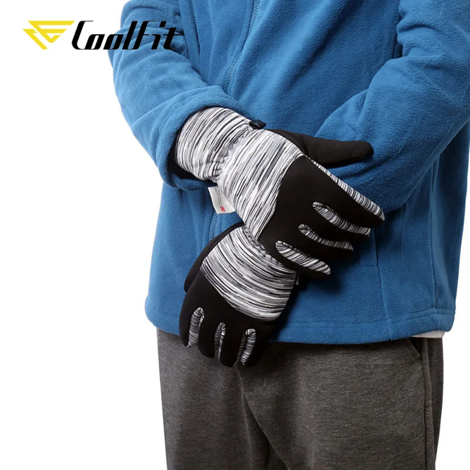 CoolFit зимние велосипедные перчатки с сенсорным экраном, ветрозащитные теплые флисовые перчатки для мужчин и женщин, мотоциклетные зимние лыжные перчатки