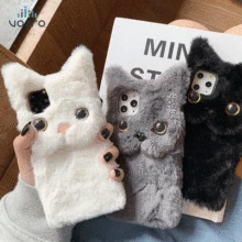 VOZRO Плюшевые короткие волосы кошка для iPhone 6S 7 8 Plus X XR XS 11 Pro Max ручная оболочка мягкая оболочка индивидуальность оригинальность 6 7 X Se чехол