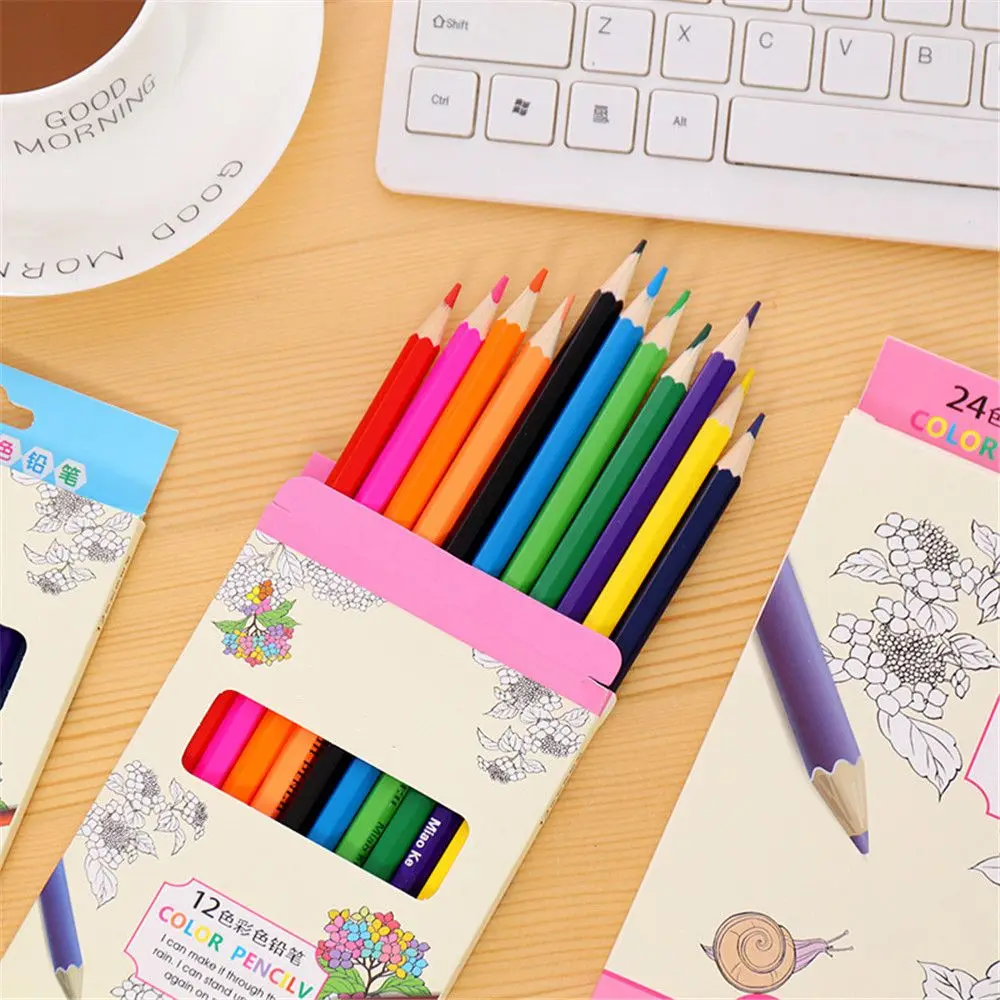 

12 Colors Wooden Colored Pencils Natural Wood Non-toxic HB Standard Drawing Pencil Painting Pen Sketching Tool School Stationery