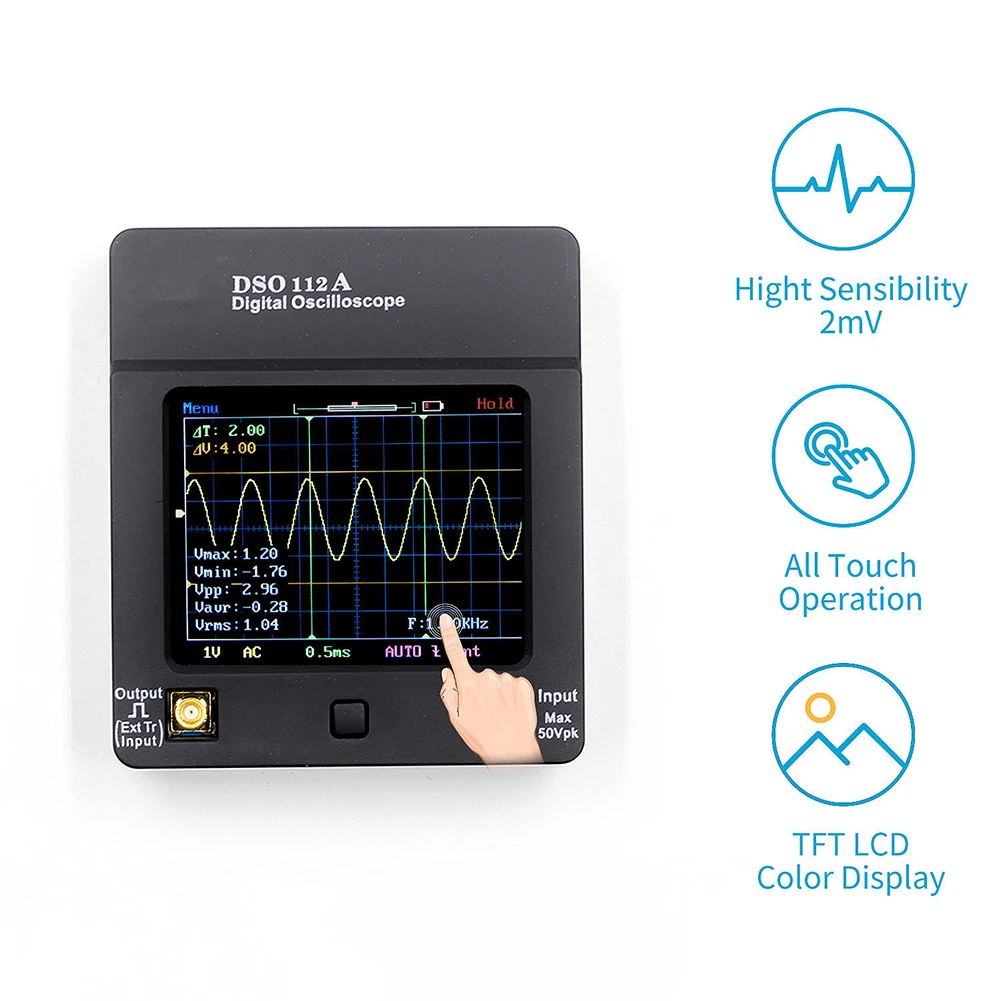 DSO112A 5Msps анализатор сенсорного экрана ручной прочный портативный осциллограф стабильный цифровой накопитель USB 2 МГц инструменты мини