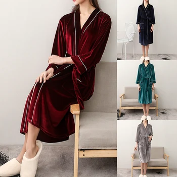 

Summer Women Robe Solid Lady Sleepwear Cotton Nightgown Spa Home Dress New Nightwear Sexy Nightdress With Belt Bathrobe Gown
