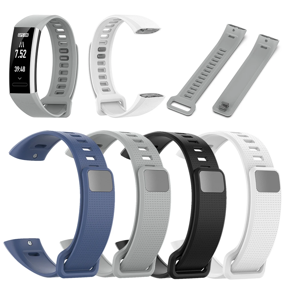 Ремешок силиконовый сменный для Huawei Band 2/2 Pro/B19/B29 белый черный серый синий