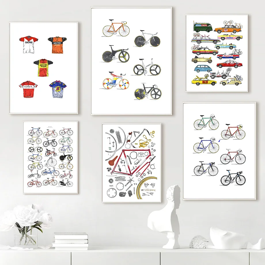 Track Road Bike Cycling Jersey Bicycles Wall Art Canvas Painting Nordic Posters And Prints Pictures For Living Room Decor | Дом и сад