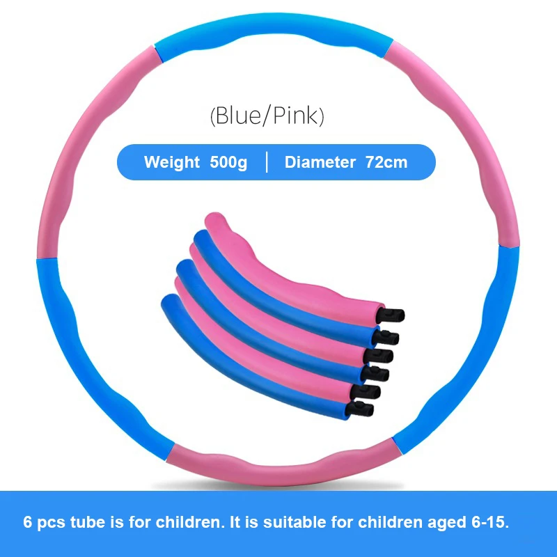 6/7/8 шт. трубы Фитнес спорта обруч съемный пены обруч для взрослых и детей Гимнастический обруч для бодибилдинга, с тонкой талией, Фитнес оборудование - Цвет: Blue Pink 6pcs tube
