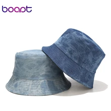 Унисекс летняя складная шляпа-ведро, винтажная женская уличная Солнцезащитная шляпа для рыбалки, охоты, джинсовая ткань, двухсторонняя Солнцезащитная шляпа