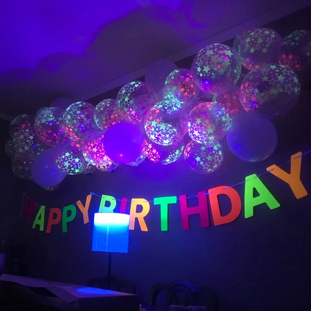 10/30/50 Stück UV-Neon-Luftballons, schwarzes Licht, leuchtet im Dunkeln, fluoreszierende Neon-Glühballons für Geburtstag, 80er-90er-Jahre, Disco-Party-Dekoration – Detail 15