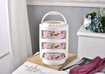 H with bag Контейнер для хранения 4 шт./компл. Kitty Cat Симпатичные Коробки для обедов Керамика Портативный с изоляционные мешки термос для Еда детская Коробки для обедов Еда - Цвет: H with bag