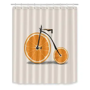 

Abstract Orange Bike Shower Curtain Set Cute Funny Bathroom Curtain with Hooks Kids Adults Bathroom Decorations Waterproof