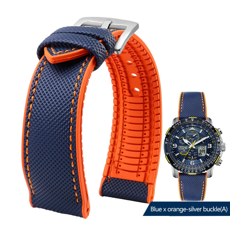 thumbnail image 1 of Correa de reloj de lona impermeable de caucho y silicona para deportes al aire libre de 19, 20, 21 y 22 mm de la serie Citizen Helmsman/Commander, 1 of 5