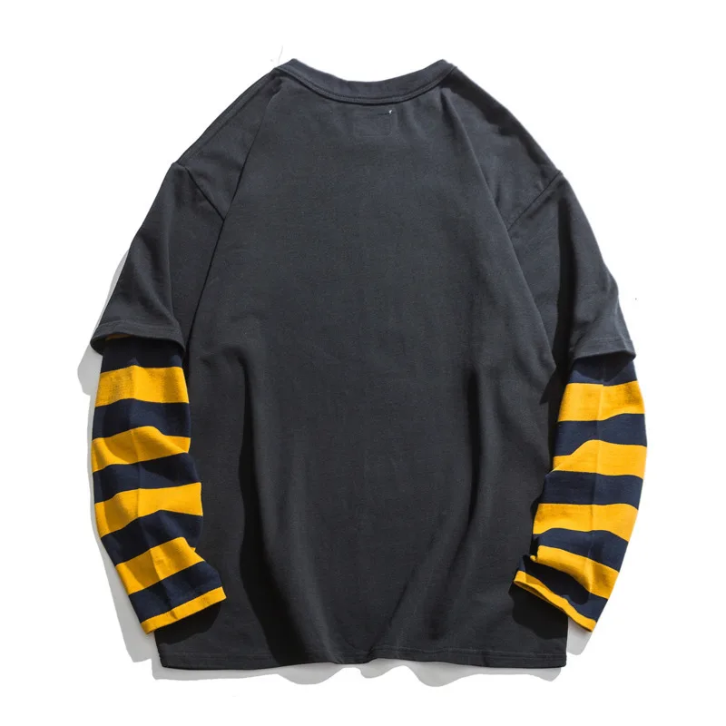 2019 Spring And Autumn New Casual Contrast Color Striped Letters Printed Long-sleeved Round Neck T Shirt Loose Trend Cotton 2019 Spring And Autumn New Casual Contrast Color Striped Letters Printed Long-sleeved Round Neck T Shirt Loose Trend Cotton