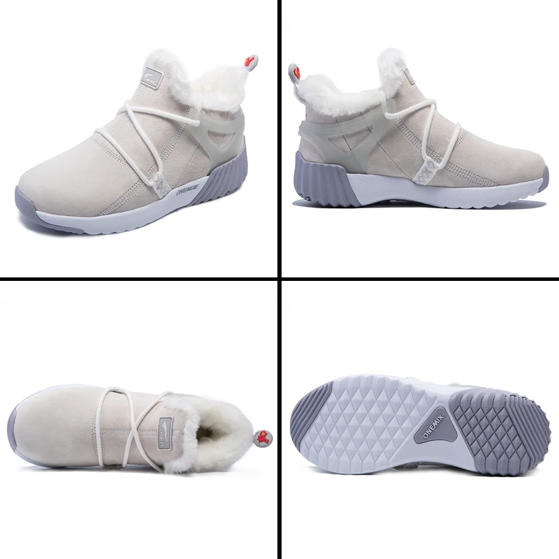 Мужские кожаные ботинки с мехом ONEMIX теплые плюшевые водонепроницаемые ботильоны