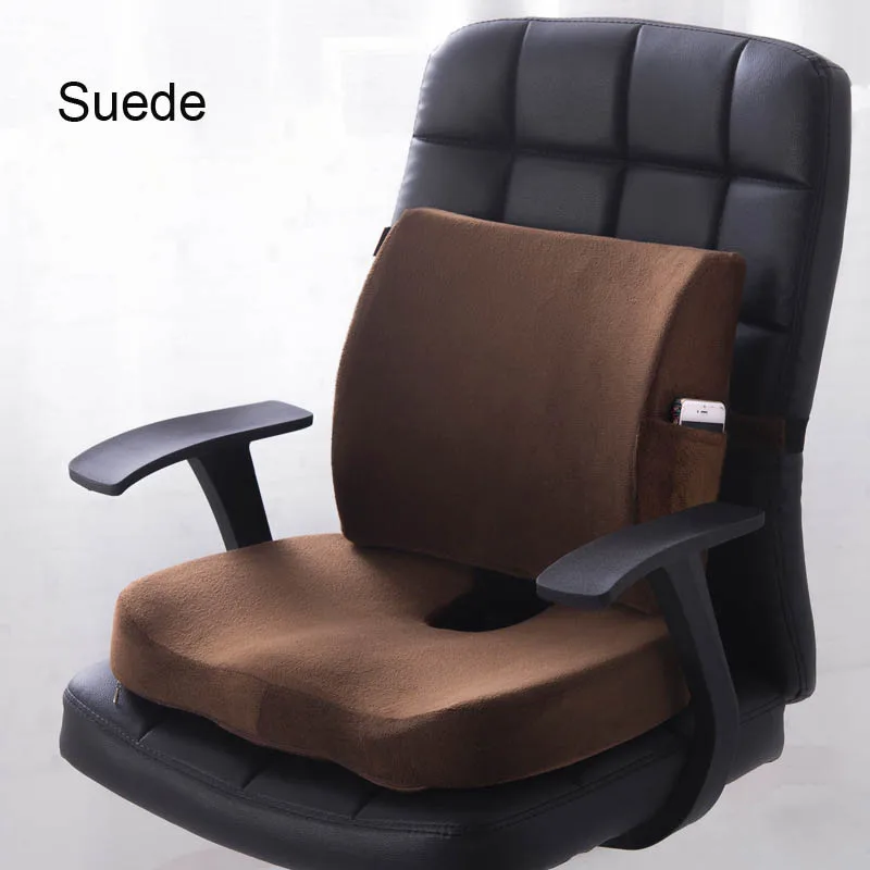 Suede Coffee Подушка для спины из пены памяти, подушка для поддержки поясницы, набор для дома, офиса, здравоохранения, Подушка для стула - Цвет: Suede Coffee