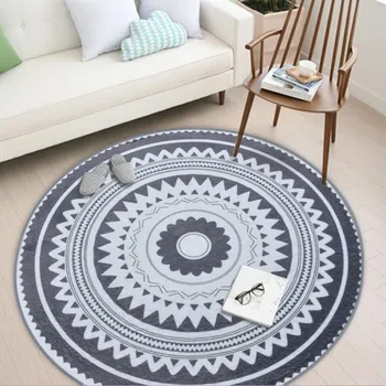 

Nordic Grey Series Round Entry Mats Bedroom Door Mats Children's Room Carpet Basket Round Blanket Living Room Floor Mat Carpet
