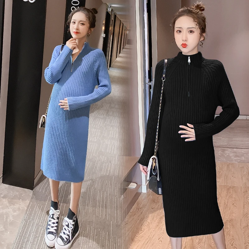 5197# зимняя корейская мода для беременных свитера платья элегантные облегающие теплые пуловеры Одежда для беременных женщин