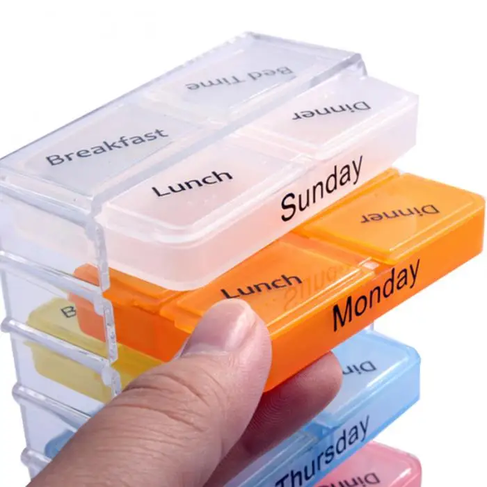 PURDORED 1 Pc Travel One Week Medicine Box Plastic 7 Day pill Box Container Medicine Weekly Storage Organizer Viaje Accesorio