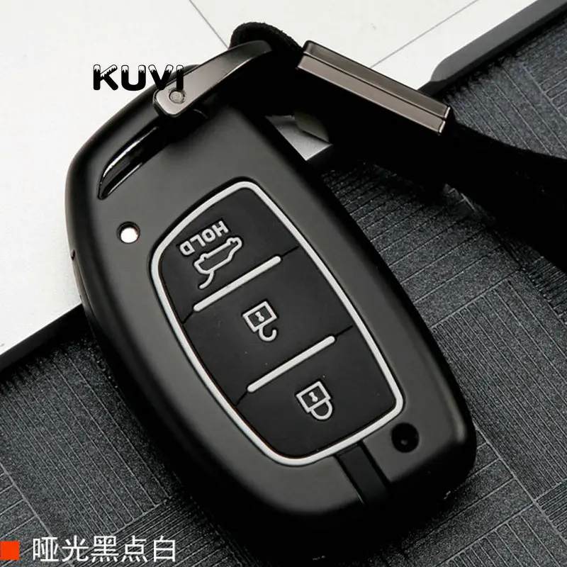 Carbon fiber Alloy+Silicone Car Remote Smart Key Case Fob Cover For Hyundai i10 i20 i30 HB20 IX25 IX35 IX45 key Car styling - Название цвета: black white